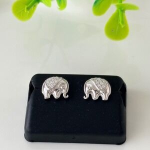 Sterling Silver Elephant Screw Back Earrings 0.75 CTW Moissanite 925 Studs